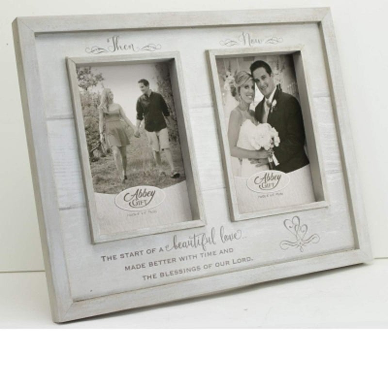 Abbey + CA Gift Then & Now Anniversary Photo Frame, Wedding, Engagement, & Vow Renewal Couples Gift, Wooden Picture Frames With Sentimental Quote, 12-Inch x 9.5-Inch, Rustic Woodgrain, by Abbey & CA Gift - Image 2